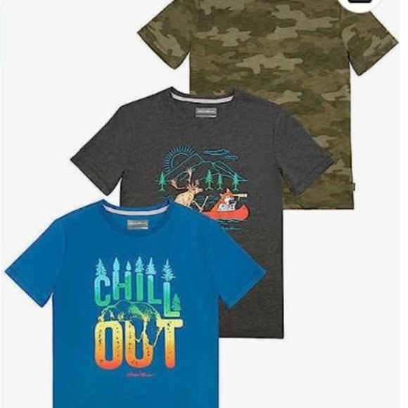 NWT Eddie Bauer Youth Boy's 3-Pack T-Shirts - Picture 1 of 1